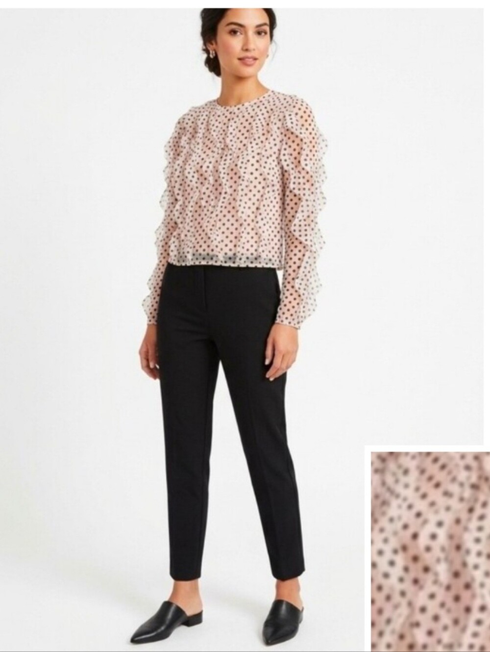 GIAMBATTISTA VALLI x H&M ruffled pink with black dots top size 2